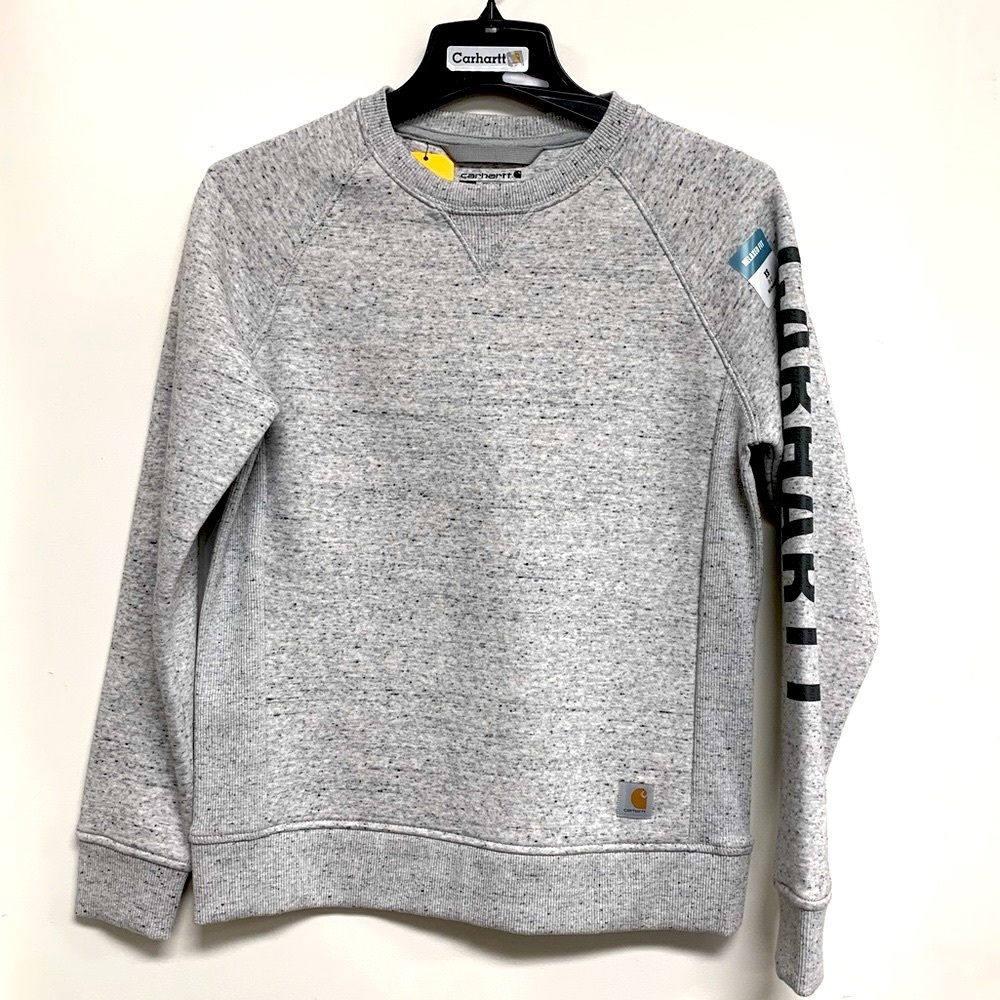 Carhartt Women’s rlxd fit Md-weight crewneck logo sleeve graphic sweatshirt